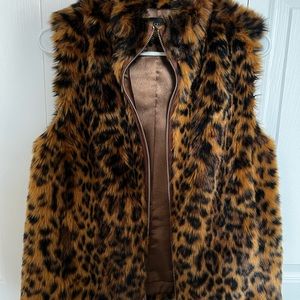 j crew faux fur leopard vest